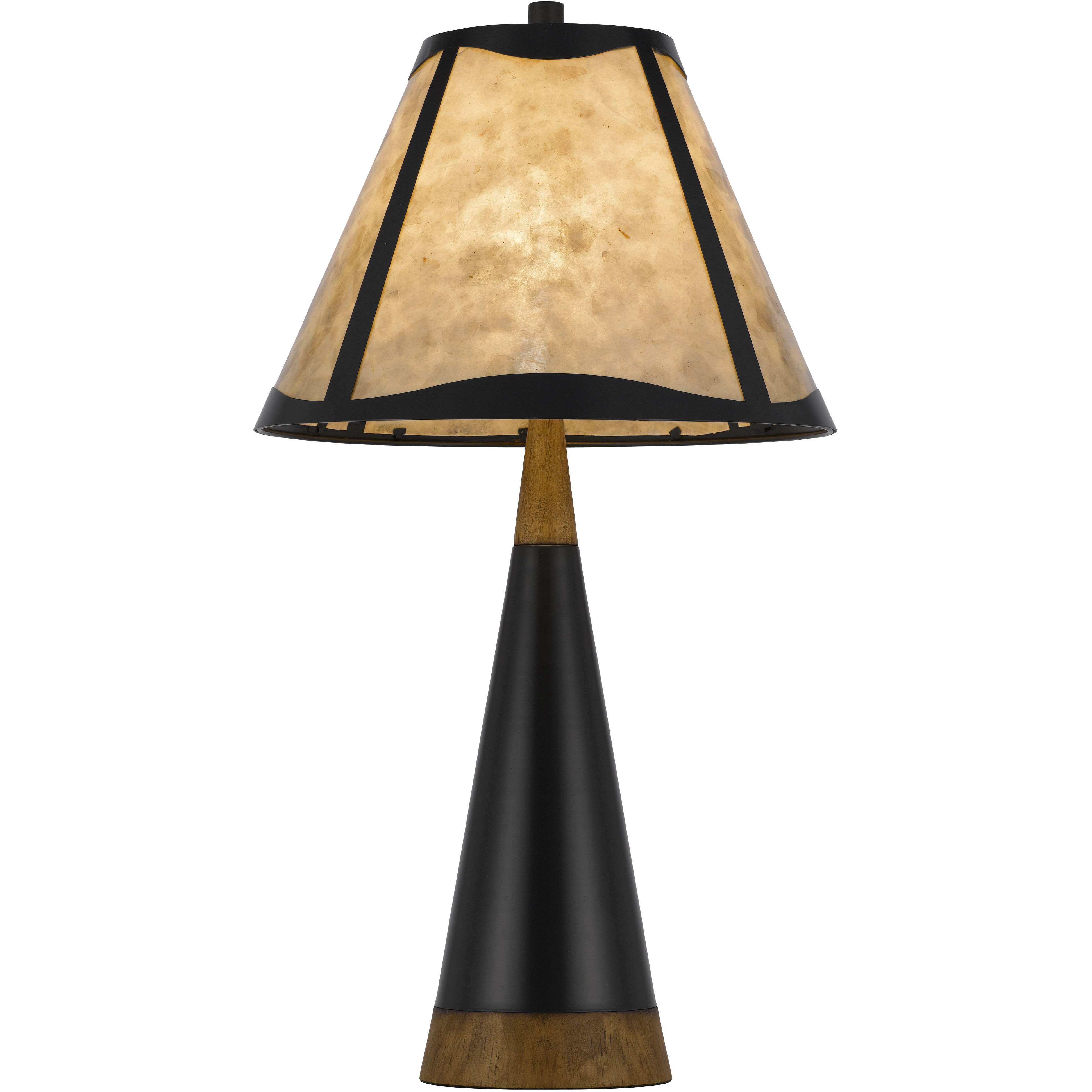 Clemente 30 inch 150.00 watt Mica with Black and Wood Table Lamp Portable Light