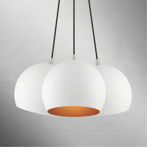Piedmont 3 Light 22 inch White with Brushed Nickel Accents Globe Pendant Ceiling Light