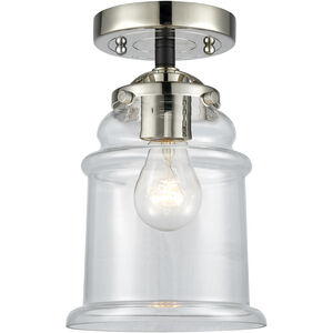 Nouveau Canton LED 6 inch Black Polished Nickel Semi-Flush Mount Ceiling Light in Clear Glass, Nouveau