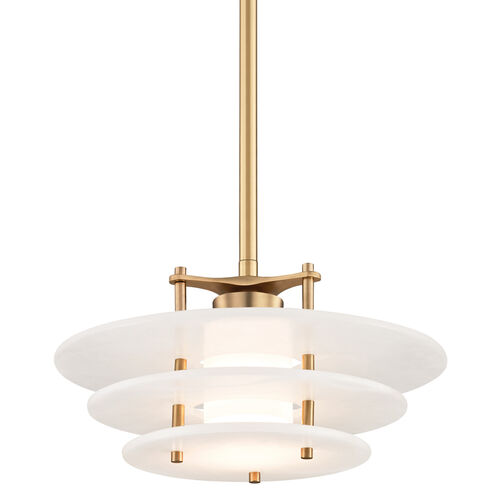 Gatsby LED 15.75 inch Aged Brass Pendant Ceiling Light, Spanish Alabaster