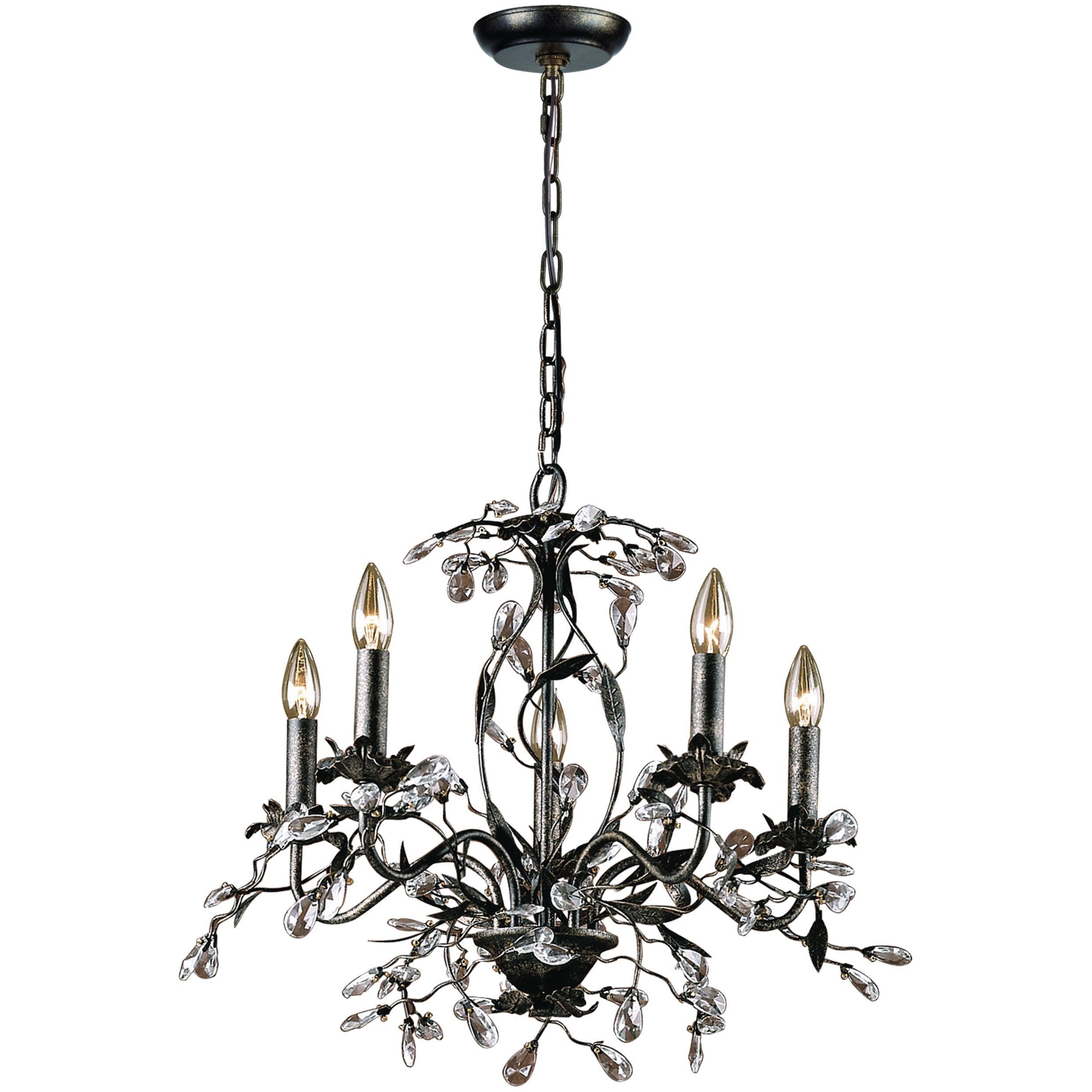 Circeo 5 Light 21 inch Silvered Bronze with Clear Chandelier Ceiling Light
