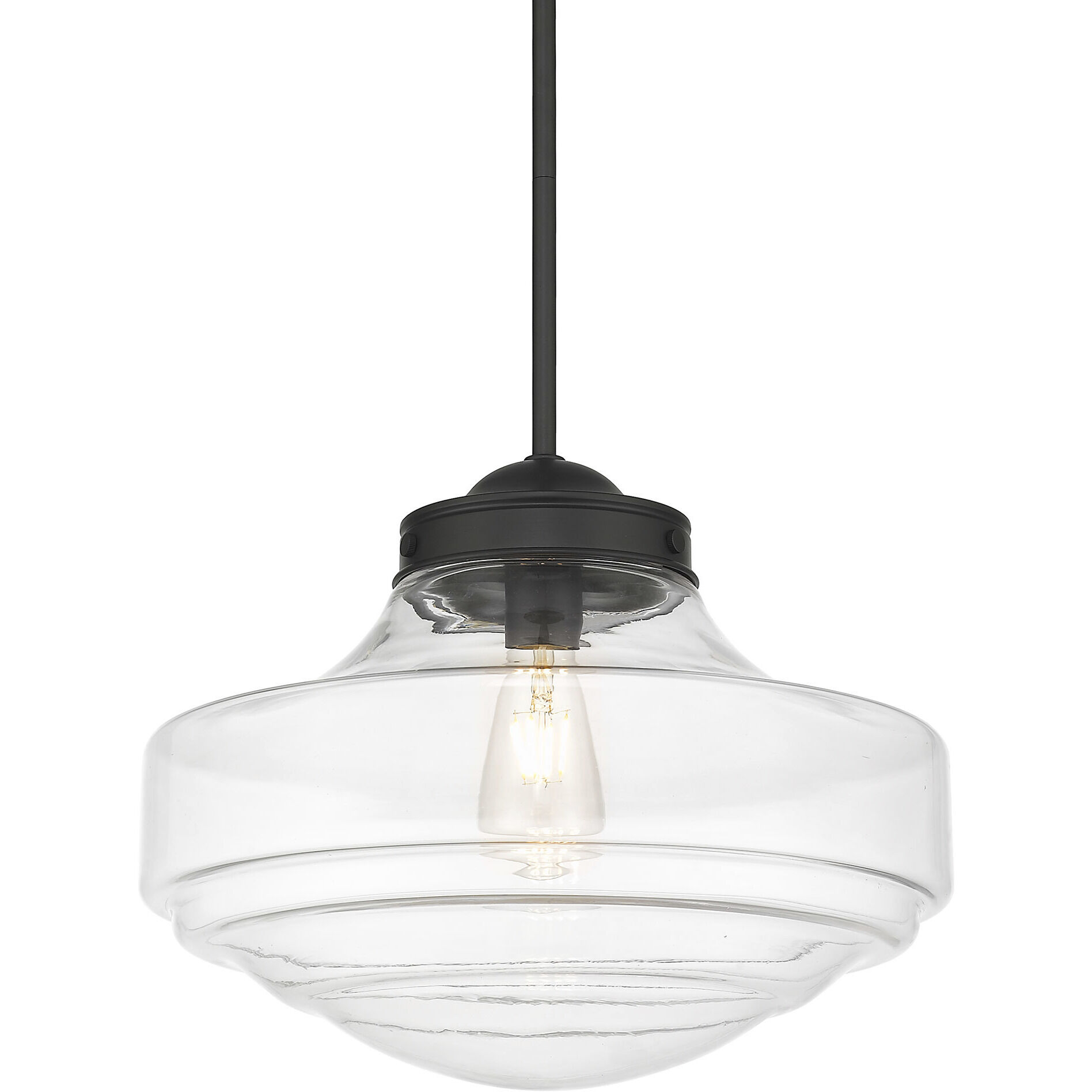 Ingalls Pendant Ceiling Light in Matte Black, Clear Glass, Large