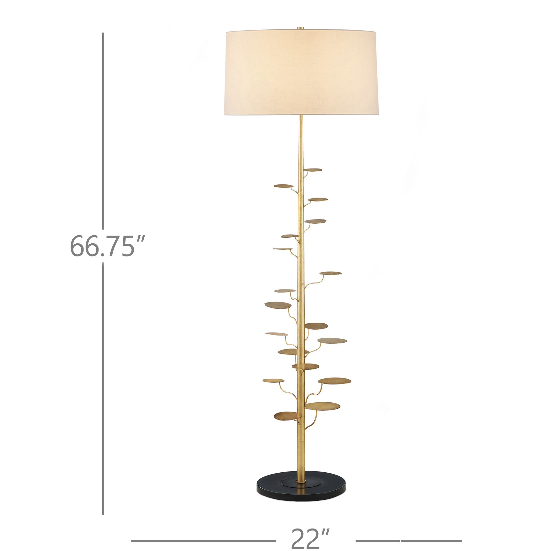 Vittoria 66.75 inch 150 watt Antique Gold Leaf Floor Lamp Portable Light