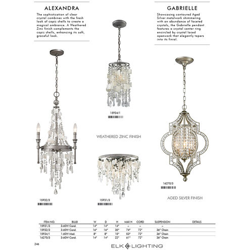 Gabrielle LED 14 inch Aged Silver Chandelier Ceiling Light