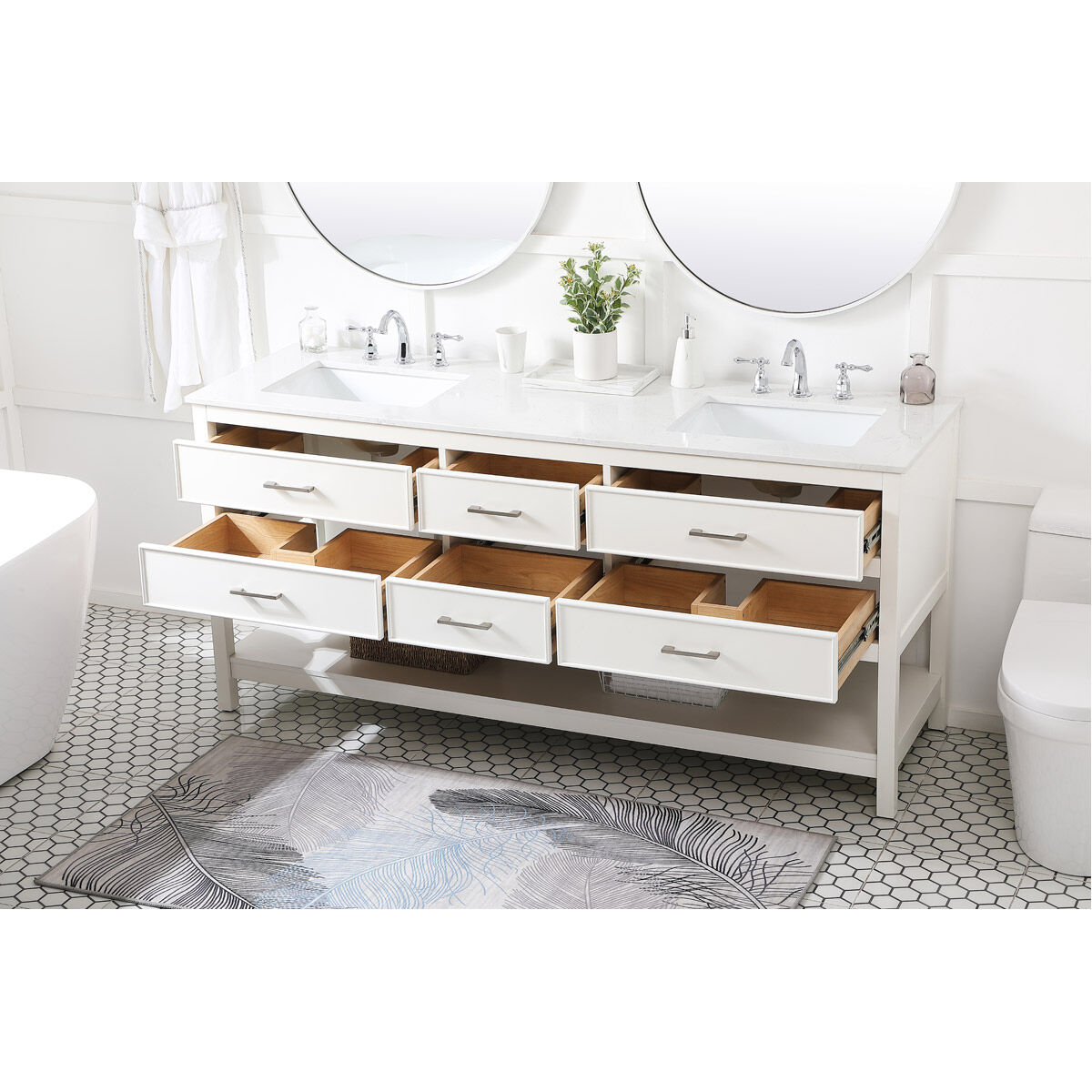 Sinclaire 72 X 22 X 34 inch White Vanity Sink Set