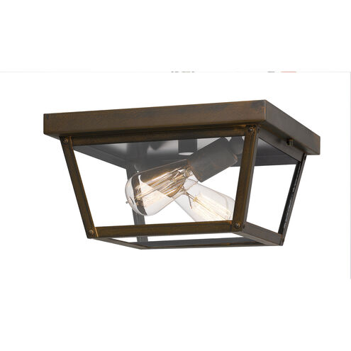 Rue De Royal 2 Light 12 inch Industrial Bronze Flush Mount Ceiling Light