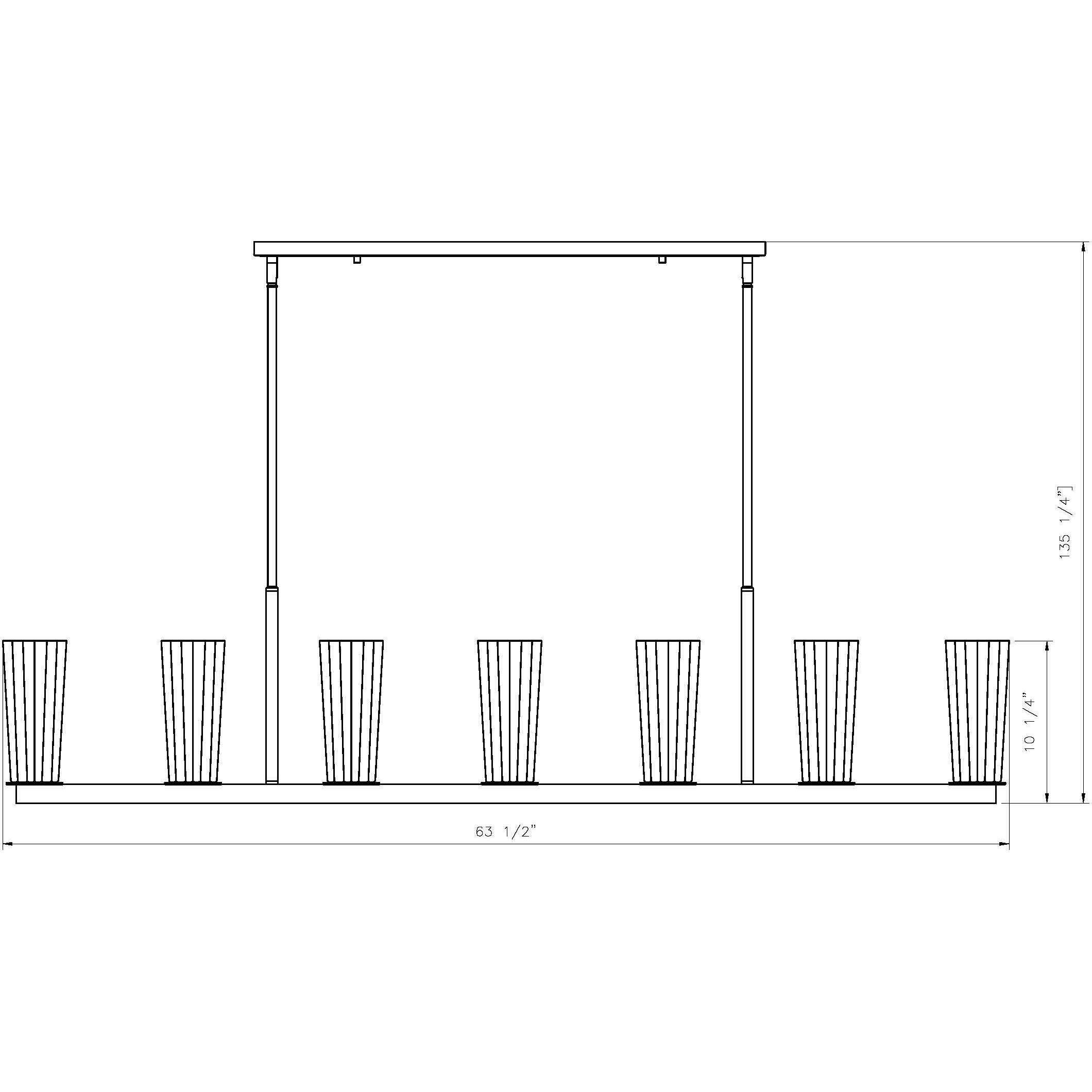 Titus 7 Light 63.5 inch Matte Black Linear Chandelier Ceiling Light