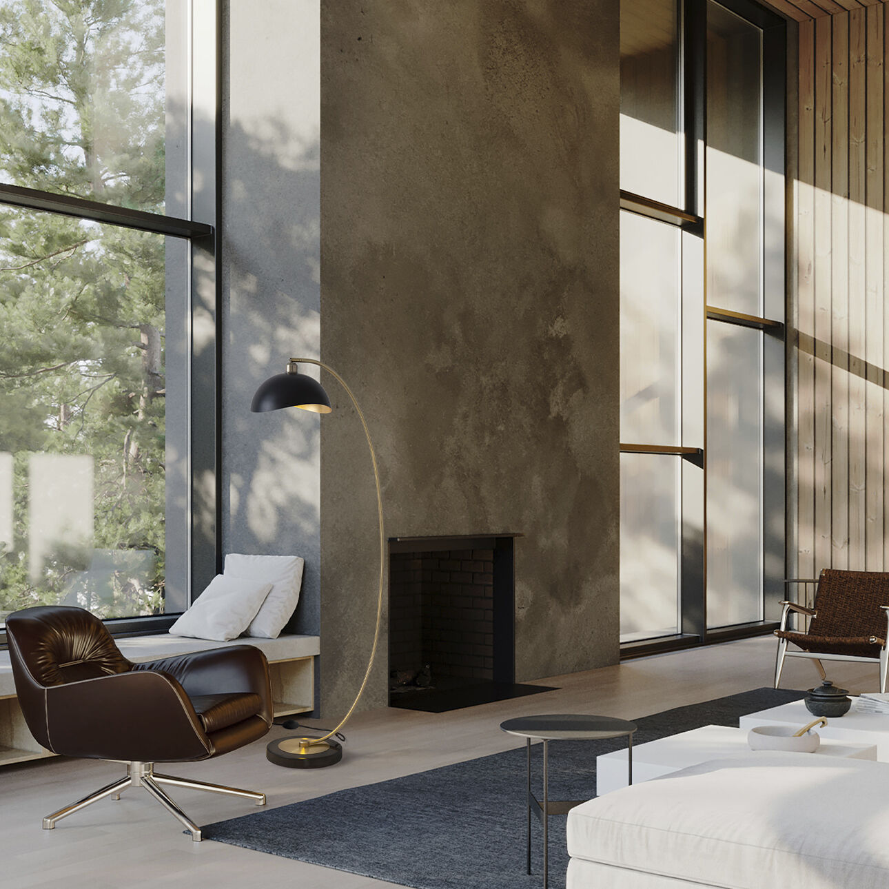 Luna Bella 60 inch 100.00 watt Weathered Brass and Black Arc Floor Lamp Portable Light