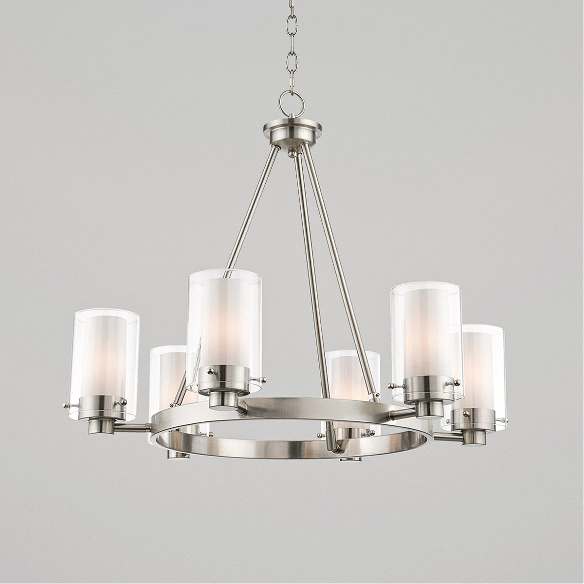 Manhattan 6 Light 26 inch Brushed Nickel Chandelier Ceiling Light