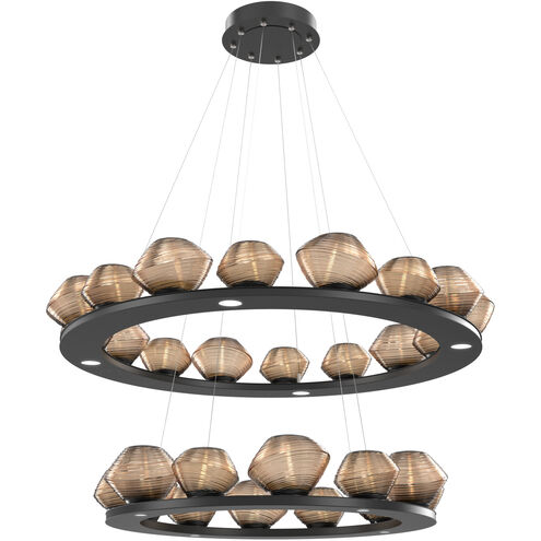 Mesa LED Matte Black Chandelier Ceiling Light, Two-Tier Ring