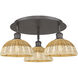 Ballston Bristol Natural II 3 Light 20.75 inch Oil Rubbed Bronze Flush Mount Ceiling Light