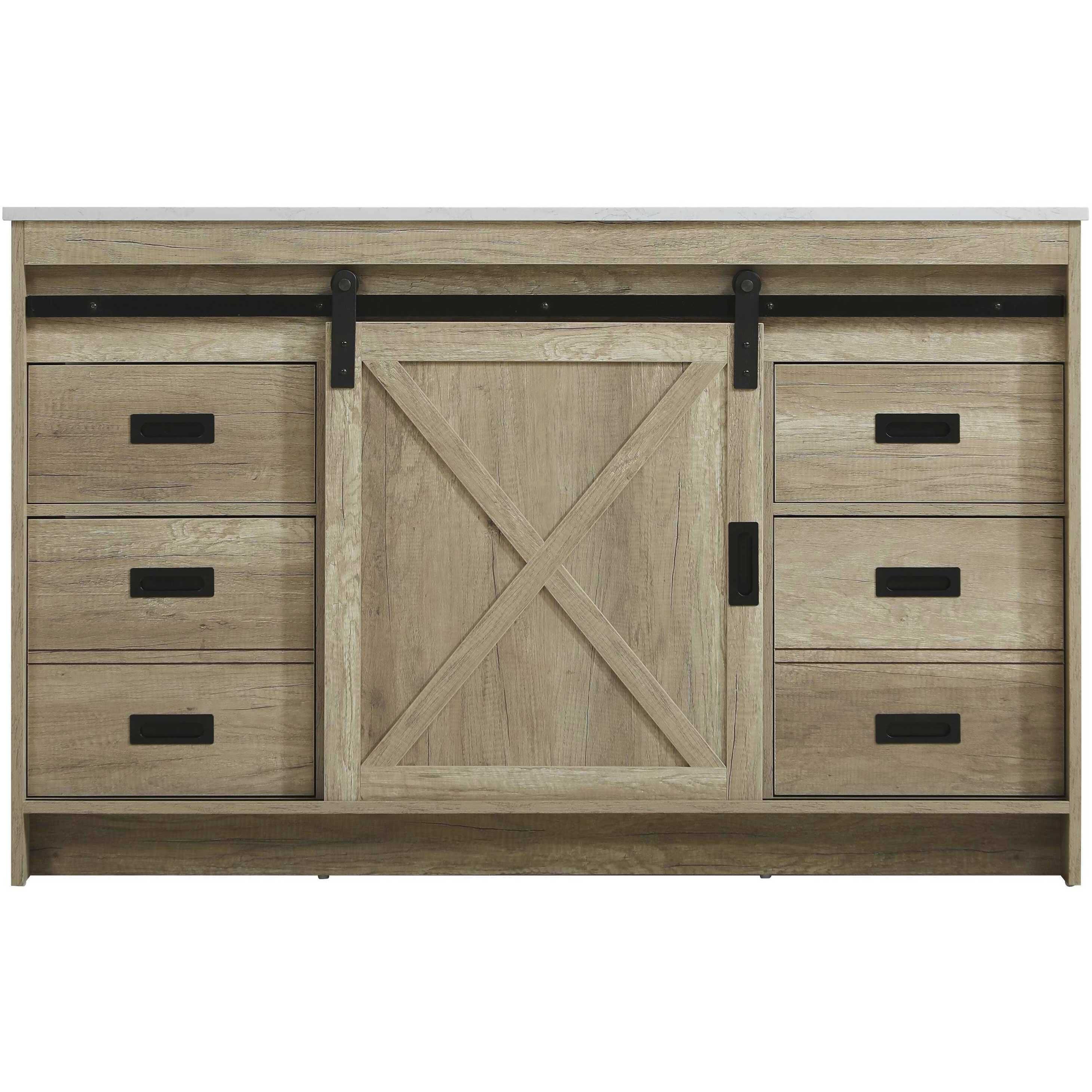 Austin 54 X 34 inch Natural Oak Bathroom Vanity Cabinet