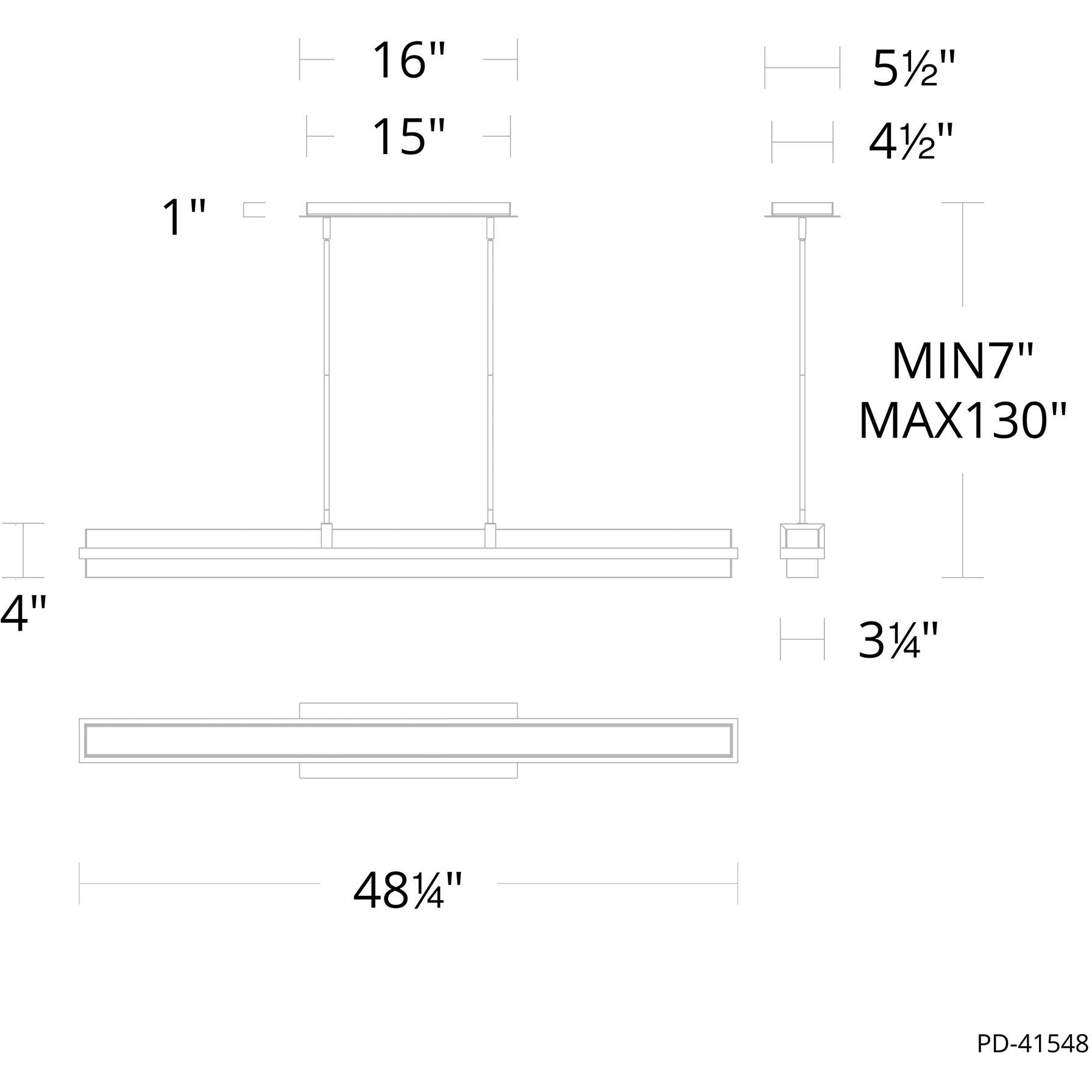 Desmond Linear Pendant Ceiling Light in 3500K, dweLED
