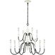 Val de Loire 12 Light 36 inch Textured White with Black Chandelier Ceiling Light