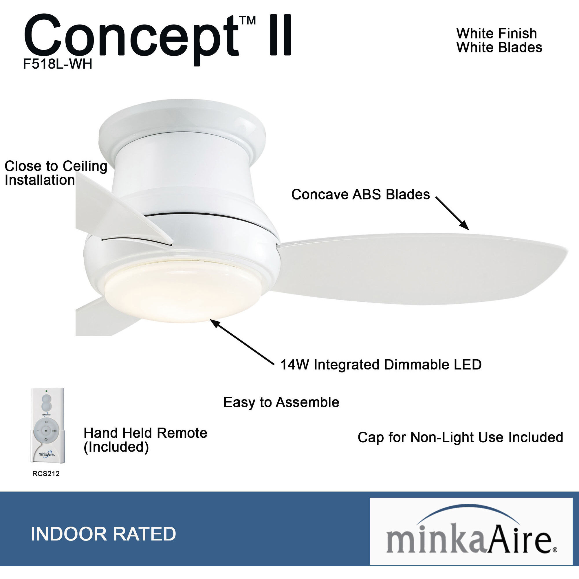 Concept II 44 inch White Ceiling Fan