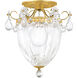 Bagatelle 3 Light 10.5 inch Heirloom Gold Semi-Flush Mount Ceiling Light in Swarovski