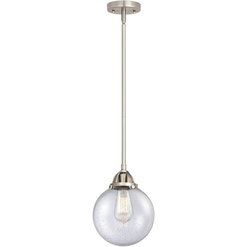 Nouveau 2 Beacon 1 Light 8 inch Brushed Satin Nickel Mini Pendant Ceiling Light in Incandescent, Seedy