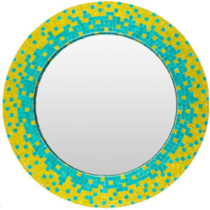 Eckley 32 X 32 inch Multi-Colored Wall Mirror in Teal and Saffron