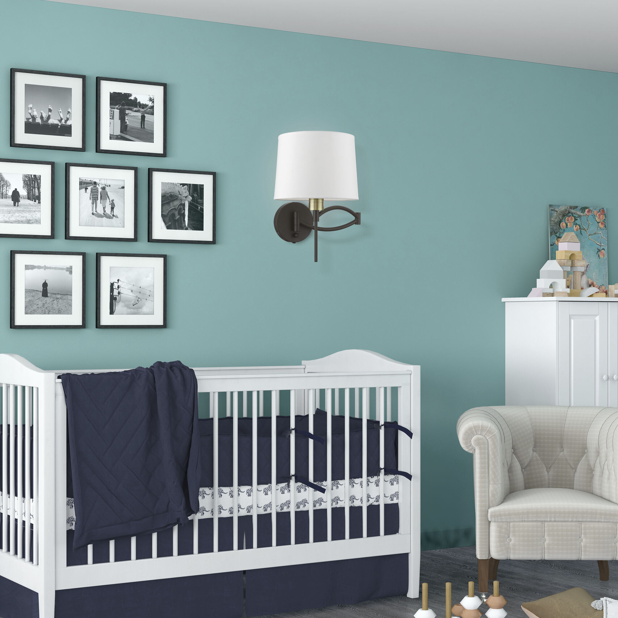 Allison 10 inch 60.00 watt Bronze with Antique Brass Accent Swing Arm Wall Lamp Wall Light