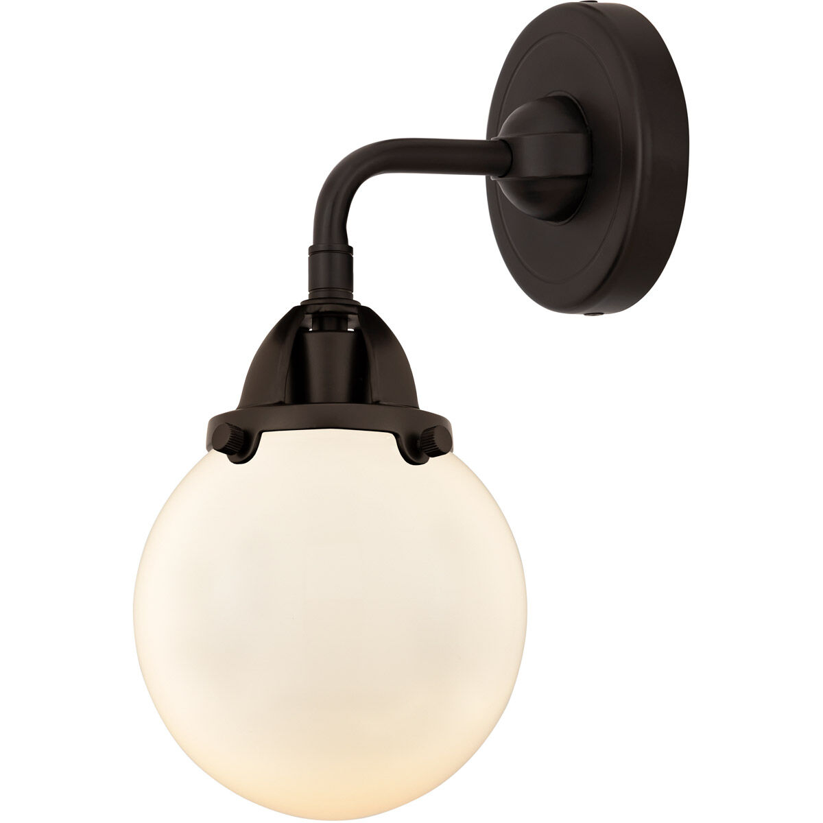Nouveau 2 Beacon LED 6 inch Oil Rubbed Bronze Sconce Wall Light in Matte White Glass