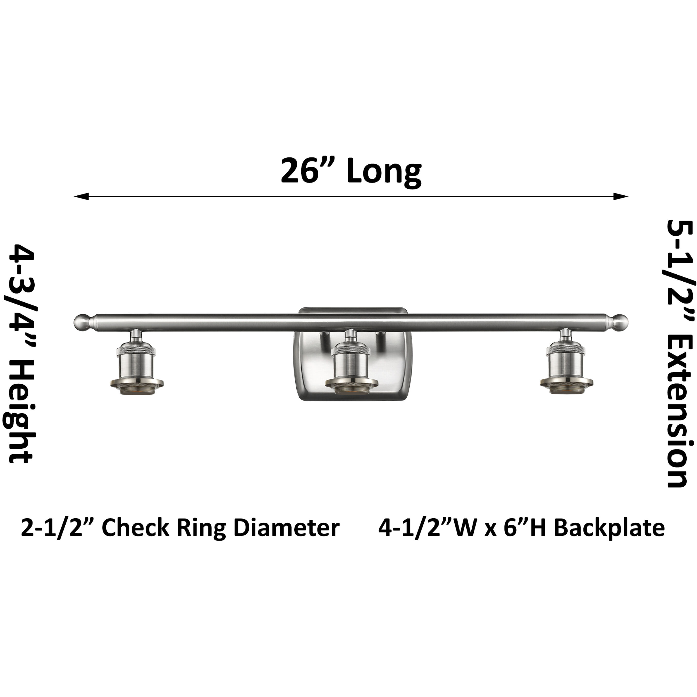 Ballston Brookhaven Globe 3 Light 28 inch Brushed Satin Nickel Bath Vanity Light Wall Light in Slate Glass