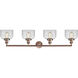 Franklin Restoration Large Bell LED 44 inch Antique Copper Bath Vanity Light Wall Light in Clear Glass, Franklin Restoration