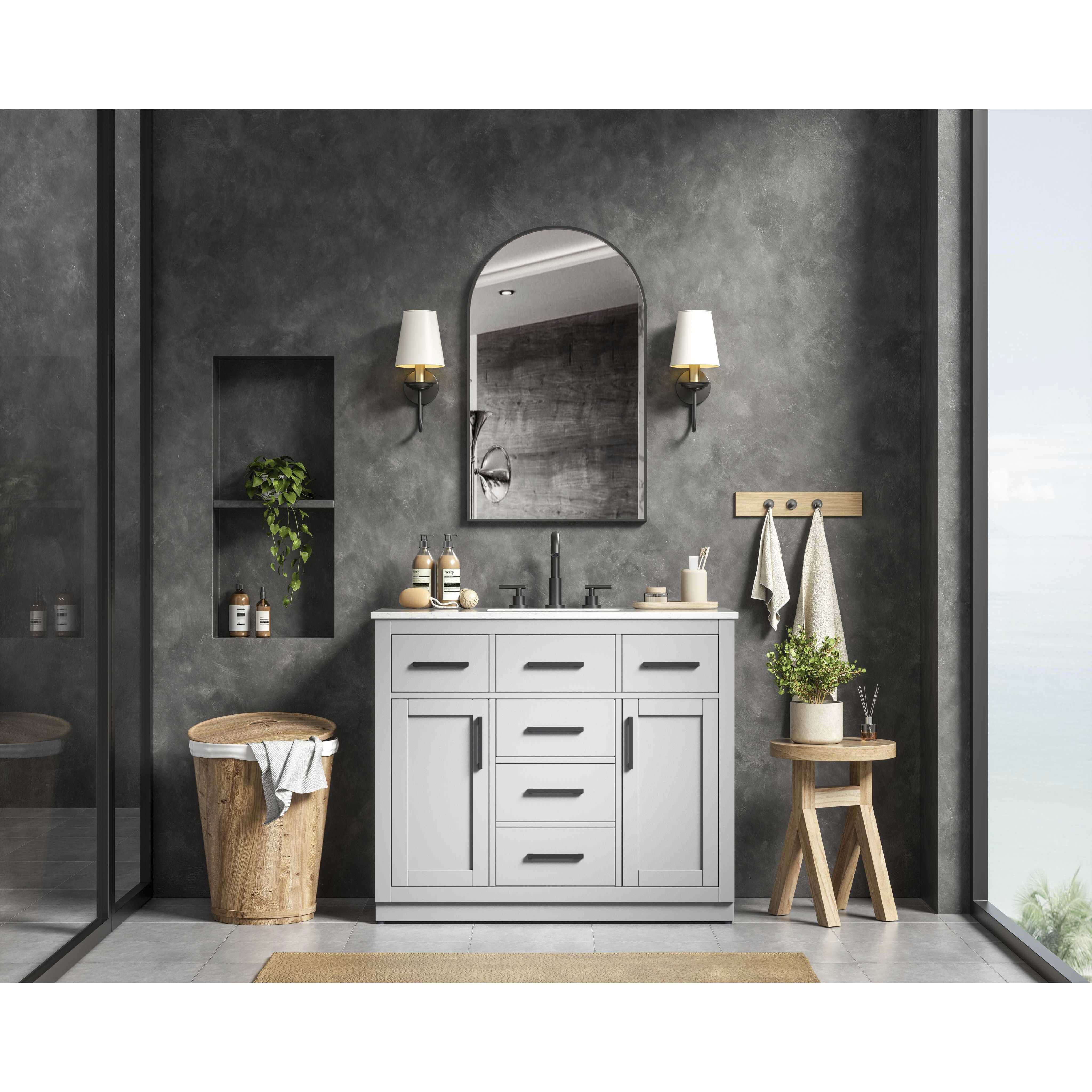 Alden 42 X 35 inch Grey Bathroom Vanity Cabinet