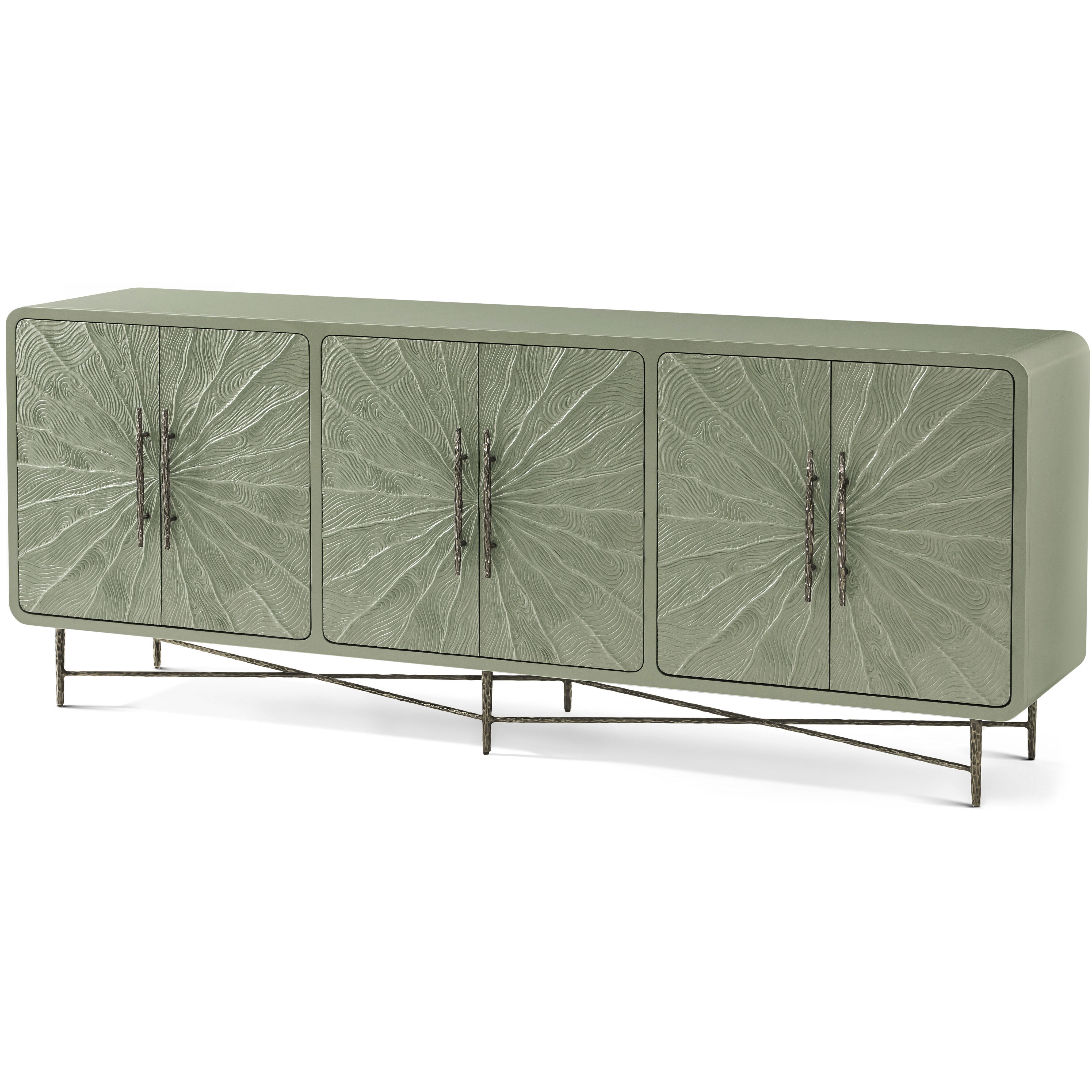 Essence 90.25 inch Media Cabinet, Wooden, 6-Door