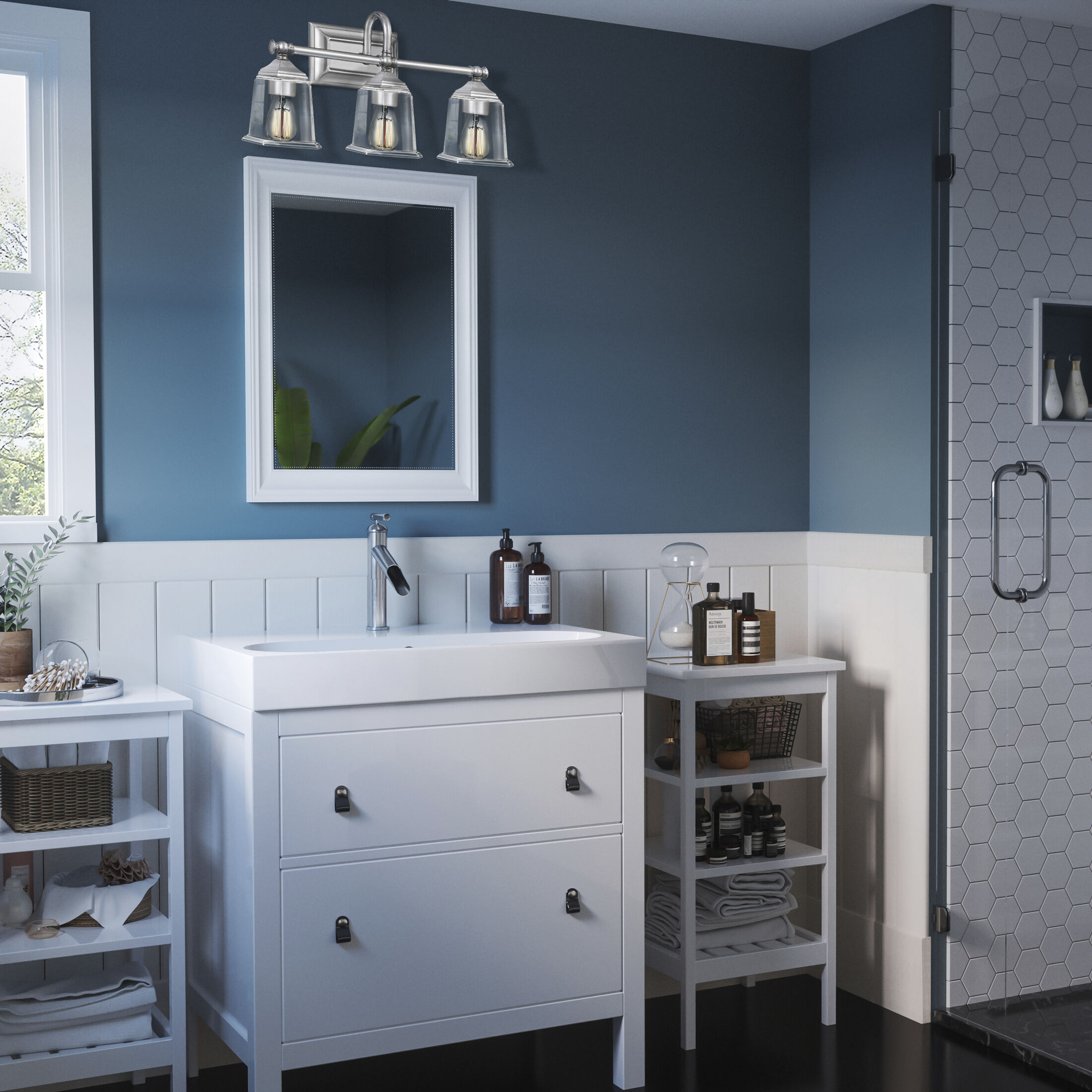 Nicholas 3 Light 22 inch Polished Chrome Bath Light Wall Light