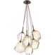 Gem LED 18 inch Flat Bronze Chandelier Ceiling Light in 3000K LED, Amber, Cluster