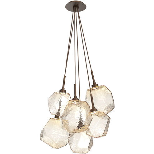 Gem LED 18 inch Flat Bronze Chandelier Ceiling Light in 3000K LED, Amber, Cluster