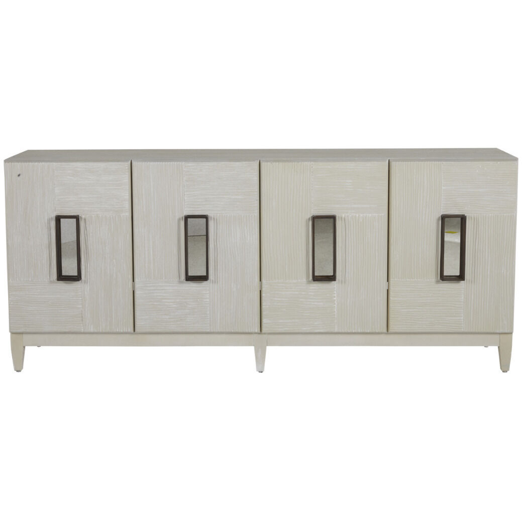 Tilden Cerused White / Antique Bronze / Antique Mirror Cabinet