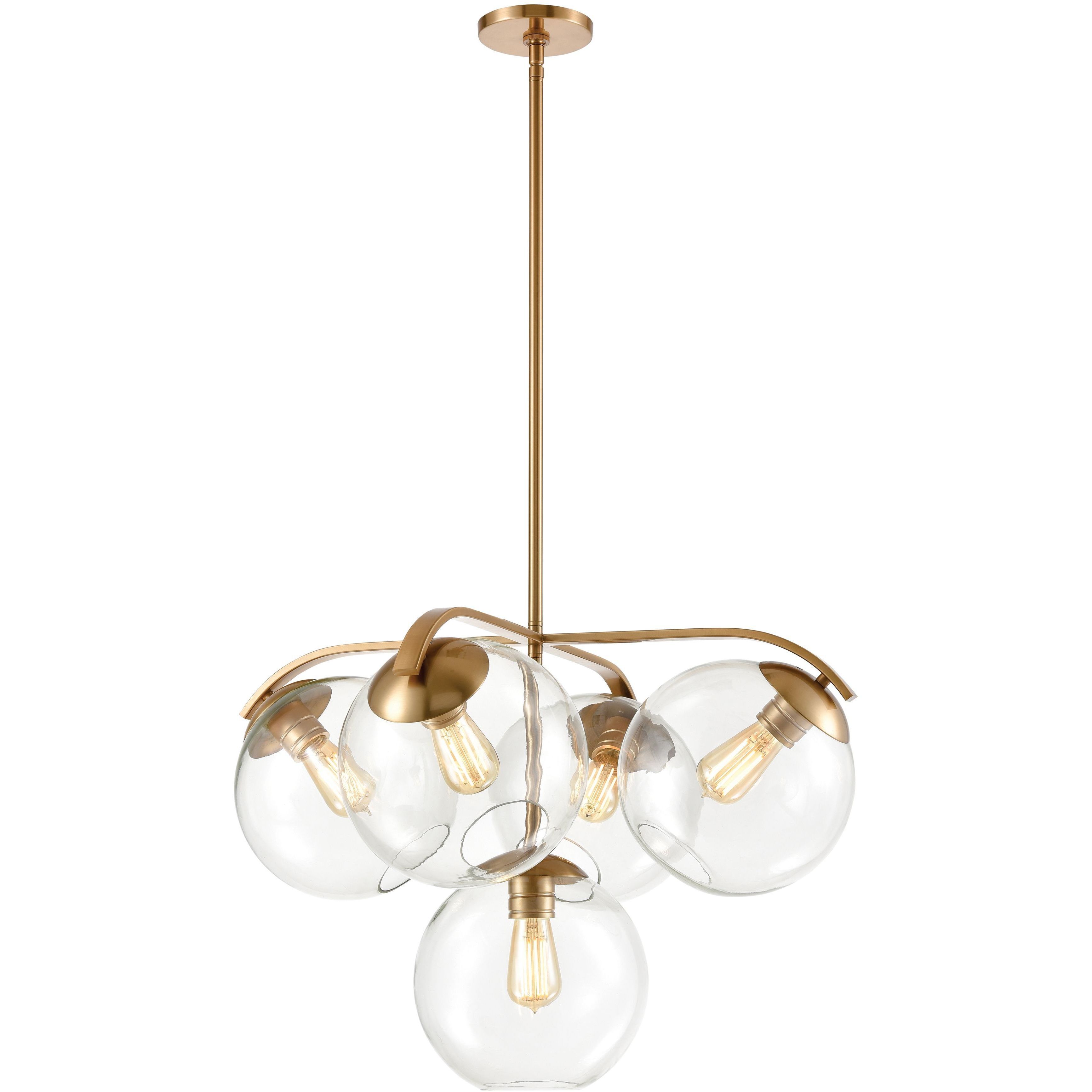 Collective 5 Light 28 inch Satin Brass Chandelier Ceiling Light