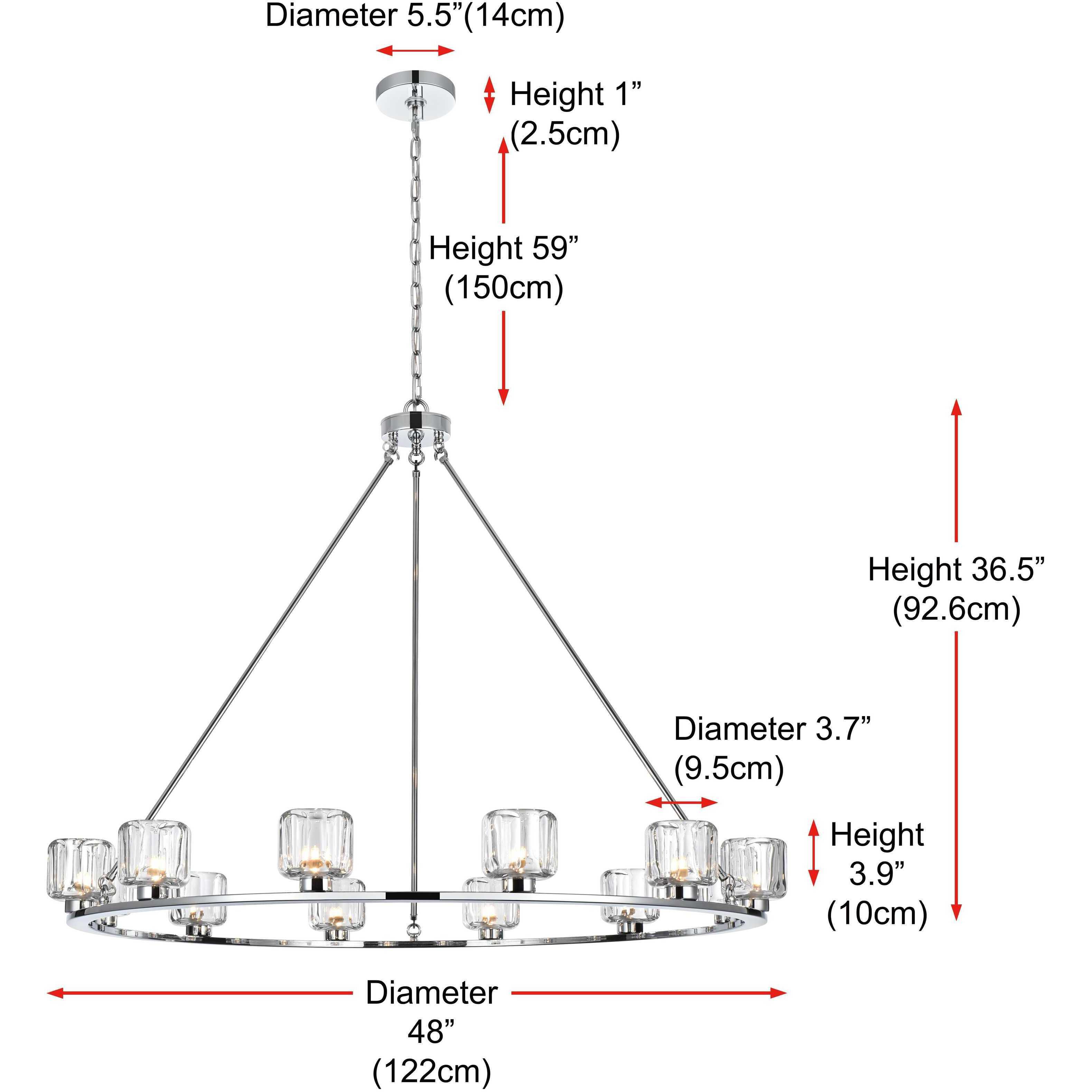 Cadence 12 Light 48 inch Chrome Chandelier Ceiling Light