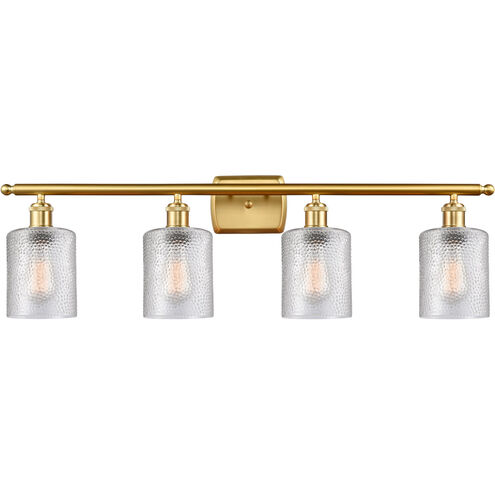 Ballston Cobbleskill 4 Light 36 inch Satin Gold Bath Vanity Light Wall Light in Clear Glass, Ballston