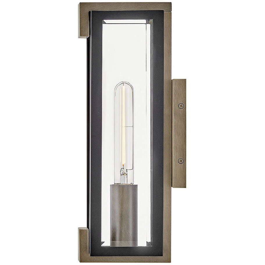 Bergen 1 Light 15 inch Black with Burnished Bronze Outdoor Wall Mount Lantern