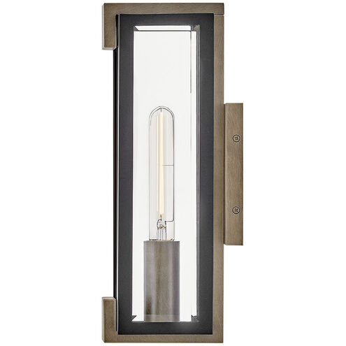 Bergen 1 Light 15 inch Black with Burnished Bronze Outdoor Wall Mount Lantern