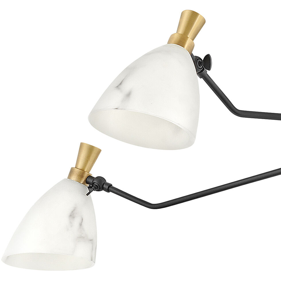 Sinclair 5 Light 50 inch Heritage Brass with Black Indoor Chandelier Ceiling Light