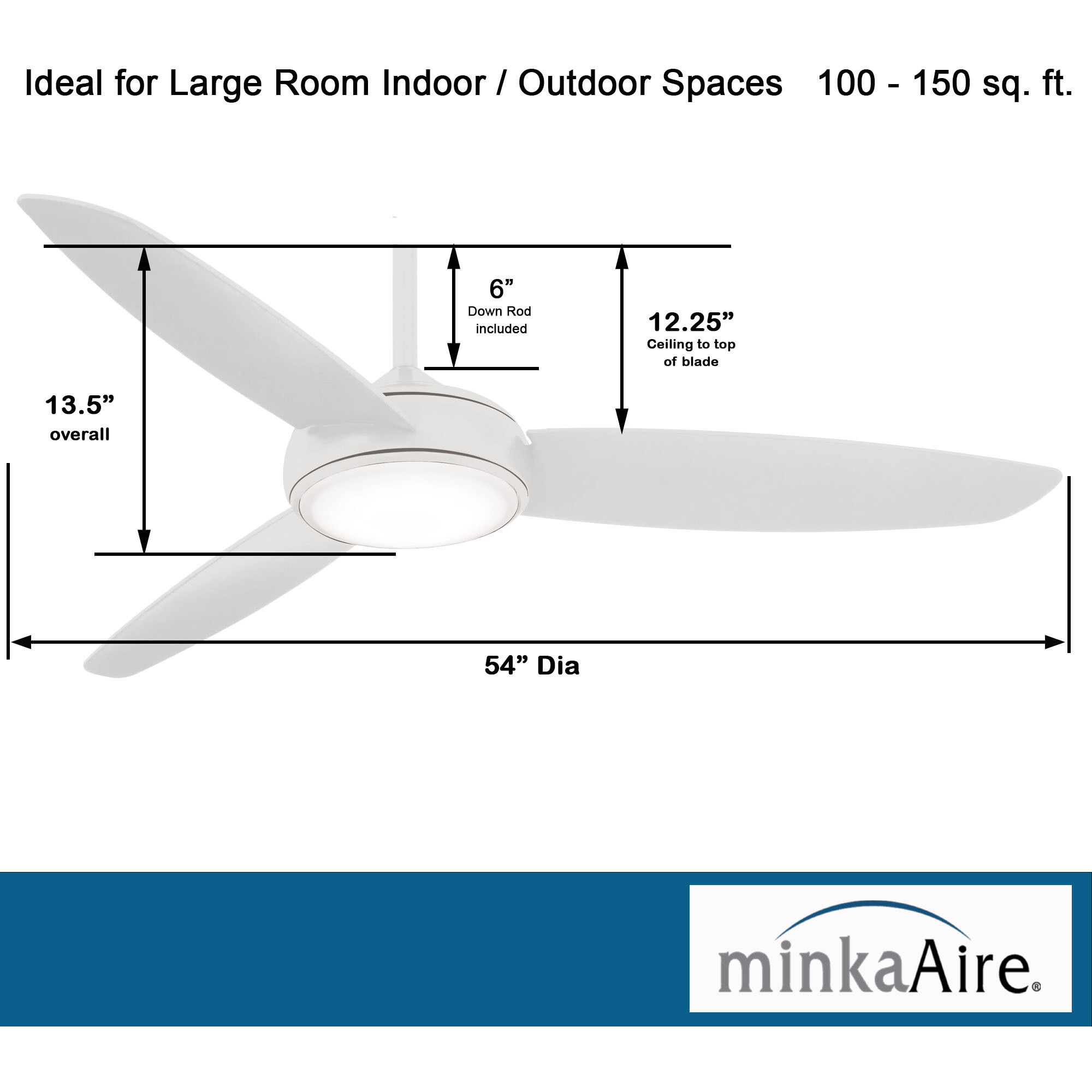 Concept IV 54 inch White Outdoor Ceiling Fan