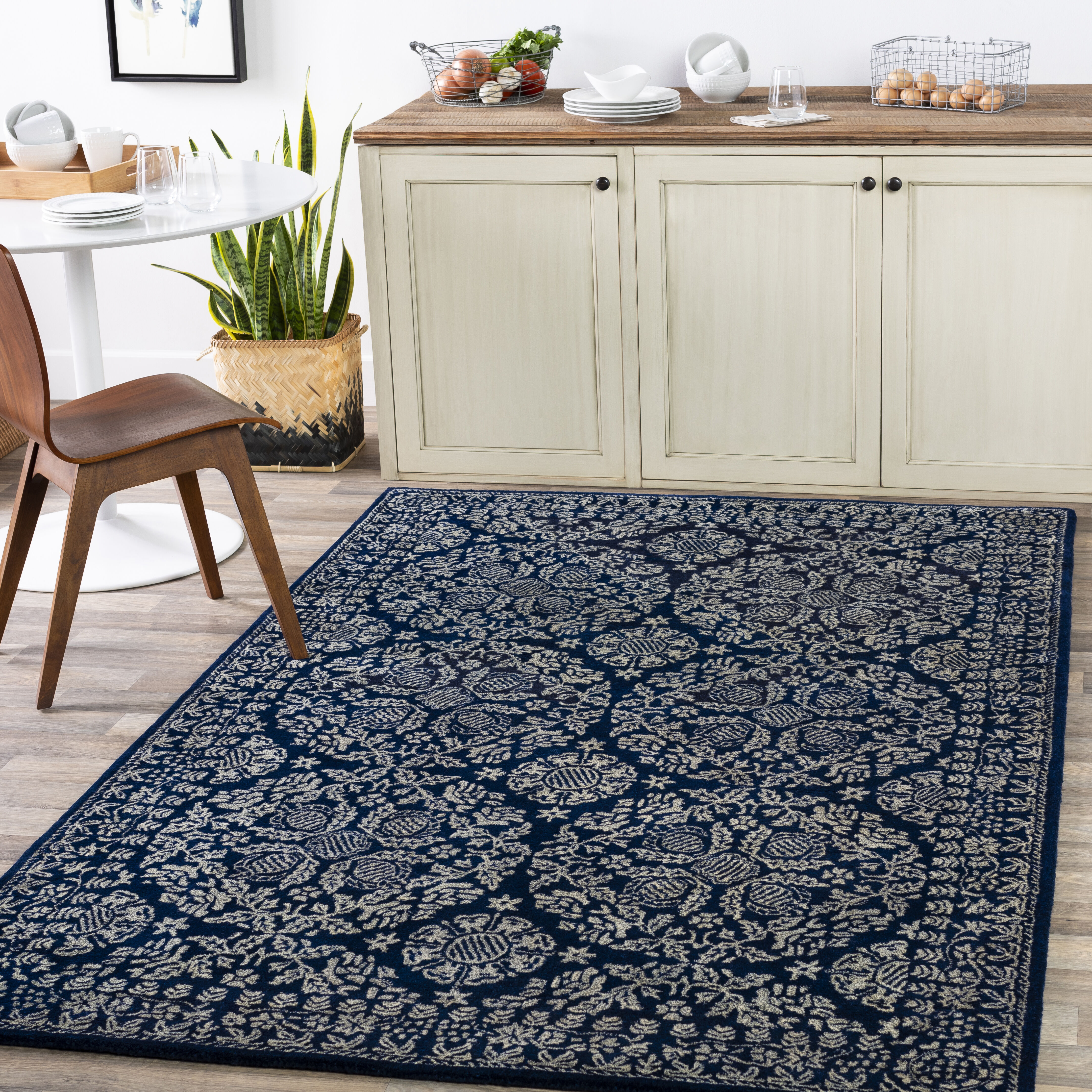 Hendrick 36 X 24 inch Dark Blue Rug, Rectangle