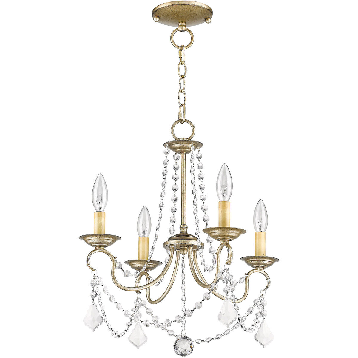 Pennington 4 Light 18 inch Hand Painted Antique Silver Leaf Convertible Mini Chandelier/Ceiling Mount Ceiling Light