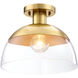 Rey 1 Light 13 inch Brushed Gold Semi Flush Mount Ceiling Light