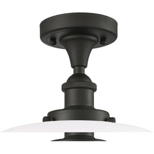 Ballston X-Large Bell LED 8 inch Oil Rubbed Bronze Semi-Flush Mount Ceiling Light in Matte White Glass, Ballston