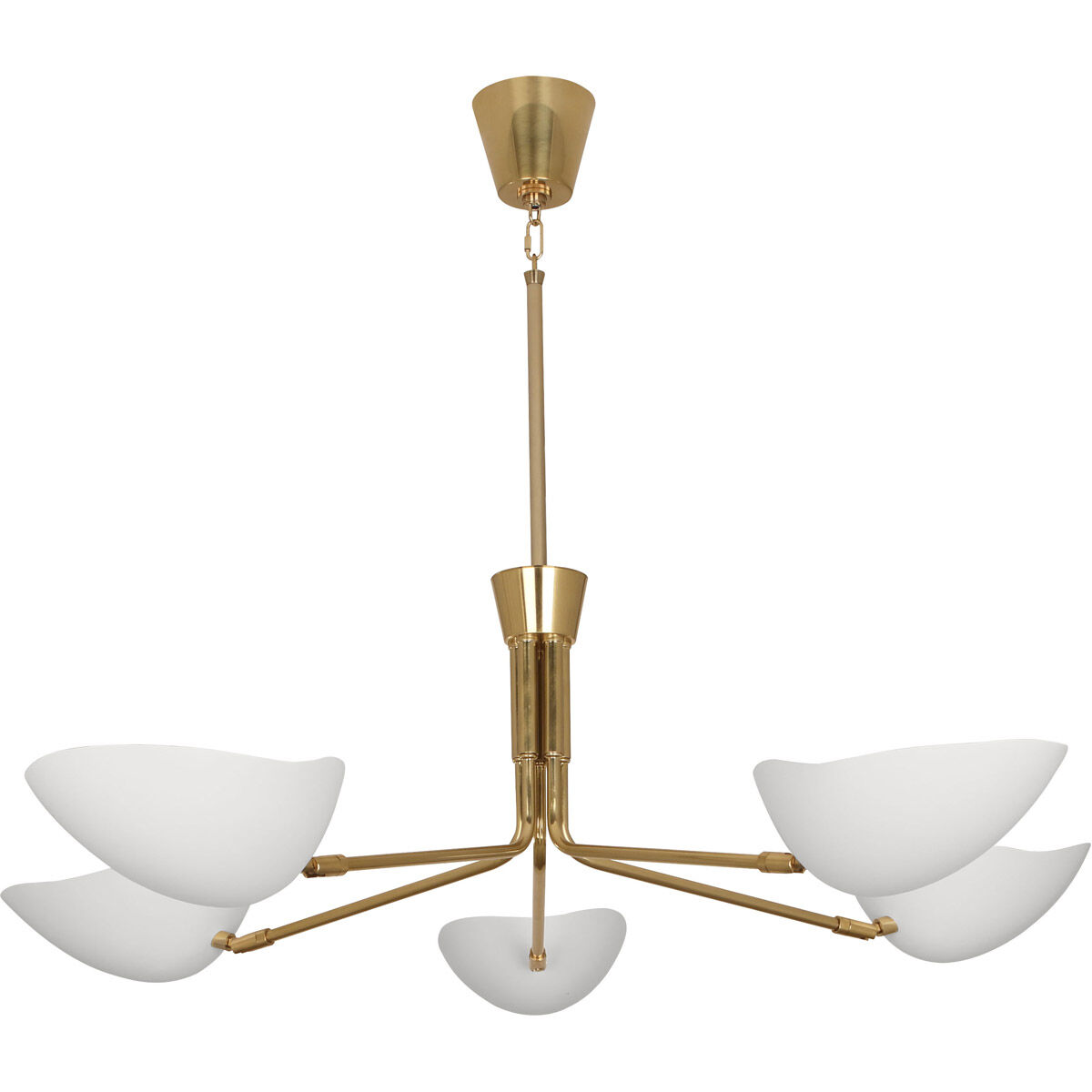 Rico Espinet Racer 5 Light 15 inch Modern Brass Chandelier Ceiling Light in Satin White