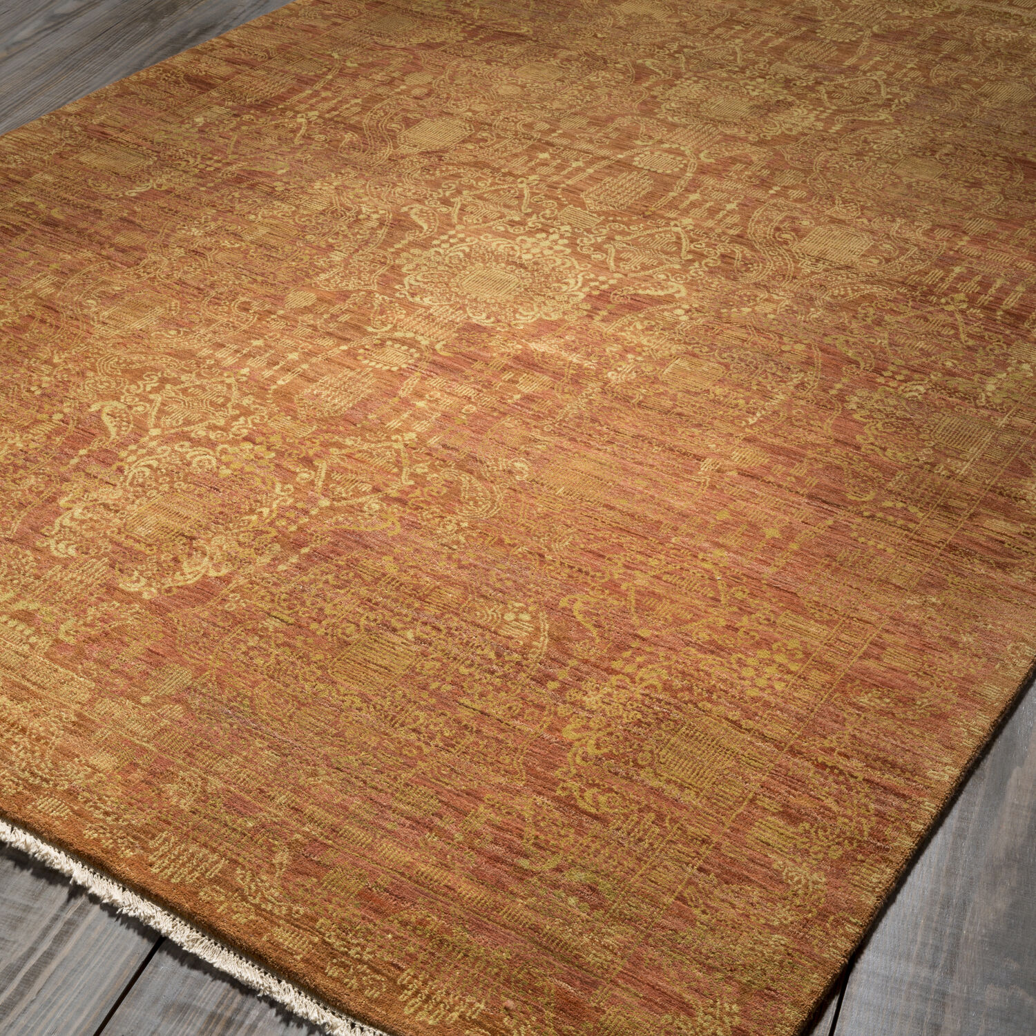 Palace 36 X 24 inch Tan / Rust Handmade Rug