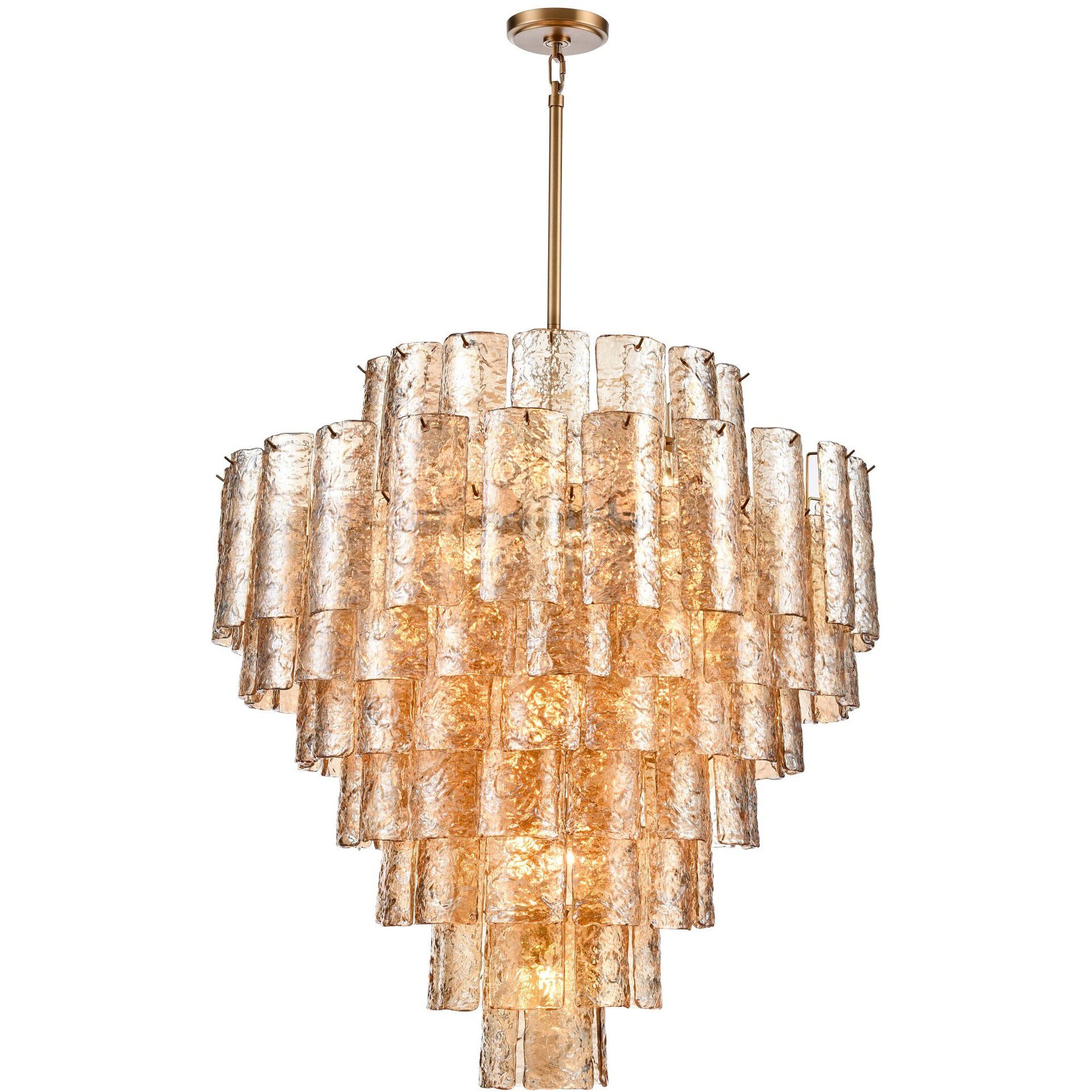 Fire and Ice 21 Light 34 inch Lacquered Gold Chandelier Ceiling Light in Champagne Glass