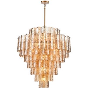 Fire and Ice 21 Light 34 inch Lacquered Gold Chandelier Ceiling Light in Champagne Glass