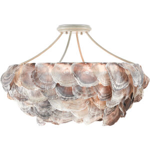 Seahouse 6 Light 22 inch Smokewood/Natural Shell Chandelier Ceiling Light, Convertible to Semi-Flush