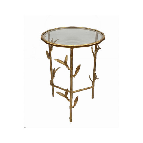 Bamboo Leaf 17.3 inch Brass Antique Side Table