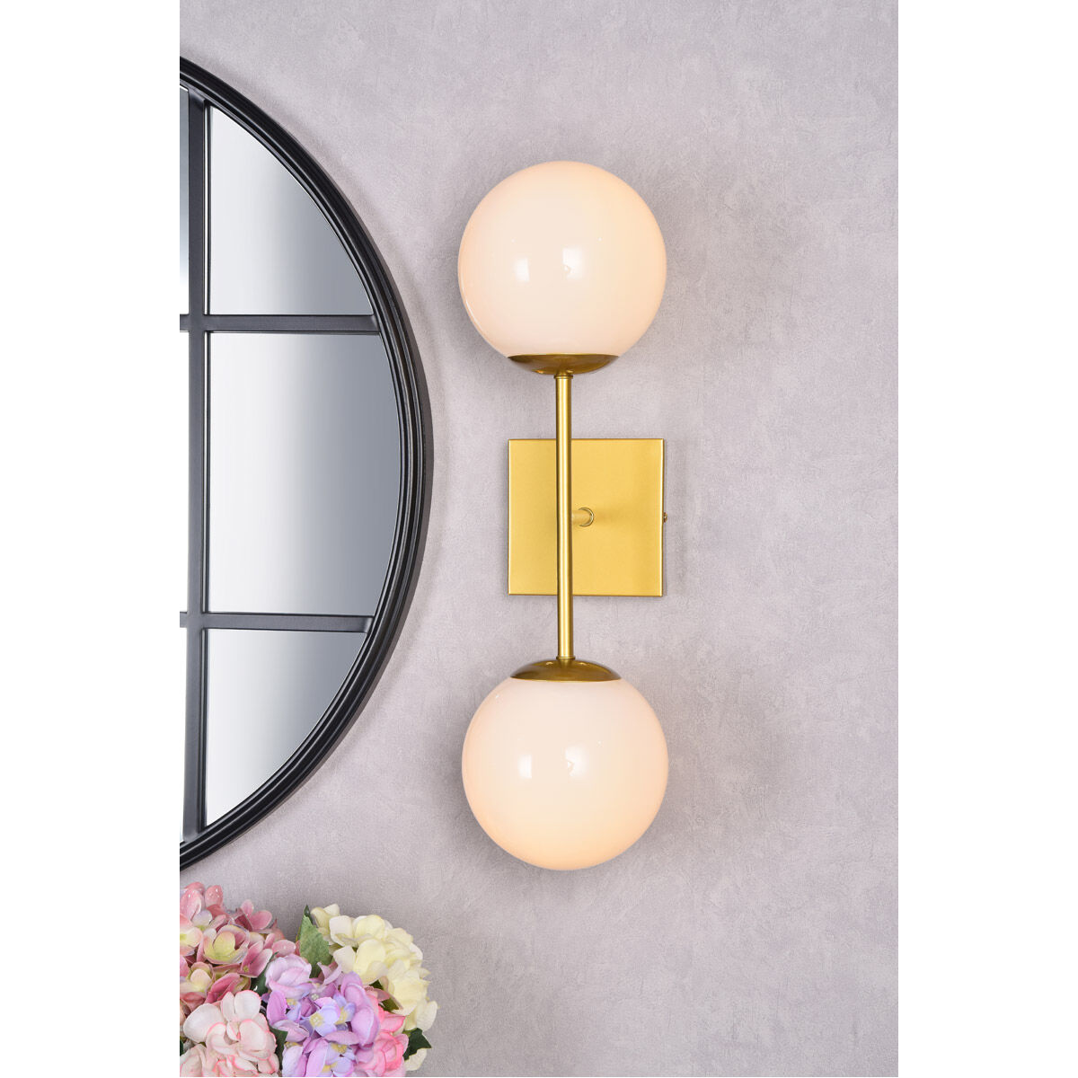 Neri 2 Light 7 inch Brass Bath Sconce Wall Light